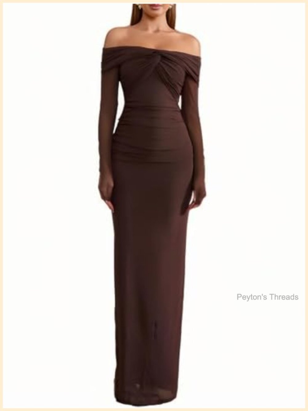 Off Shoulder Long Sleeve Bodycon Maxi Dress Formal Wedding Guest